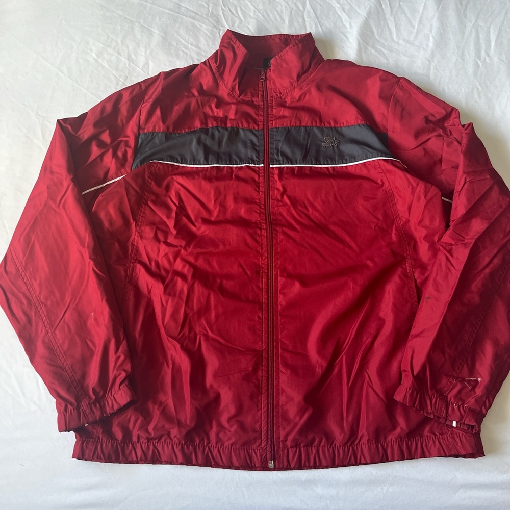 Vintage 90s Men's Red and Black Starter Jacket